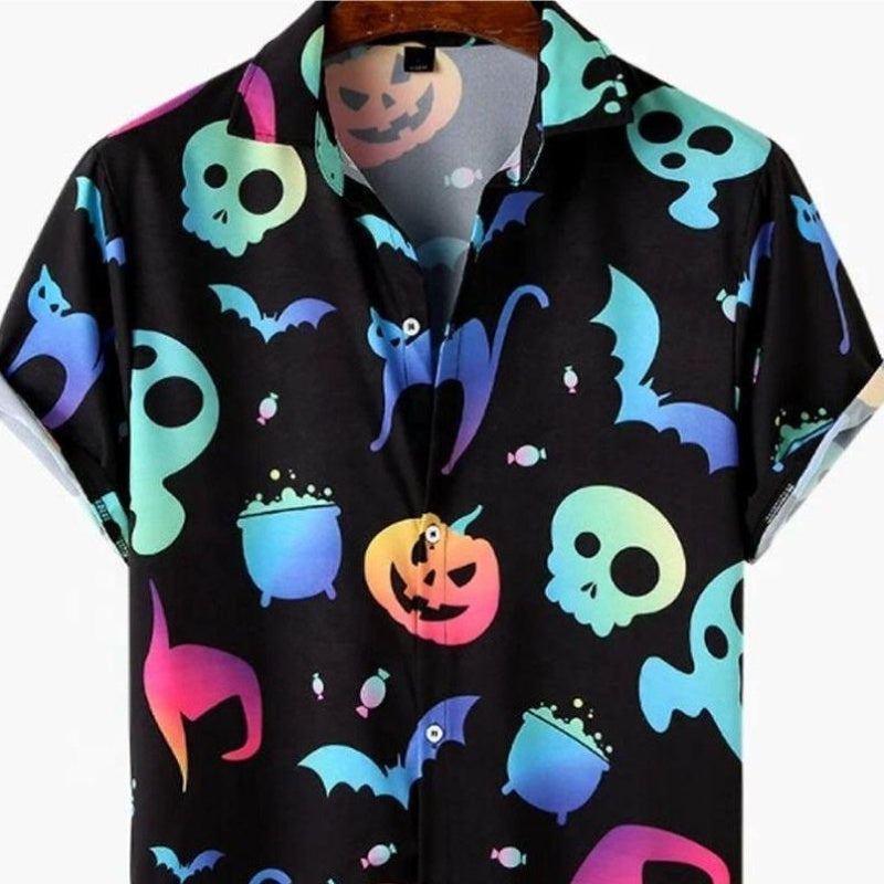 Halloween Printed Short Sleeve Shirt