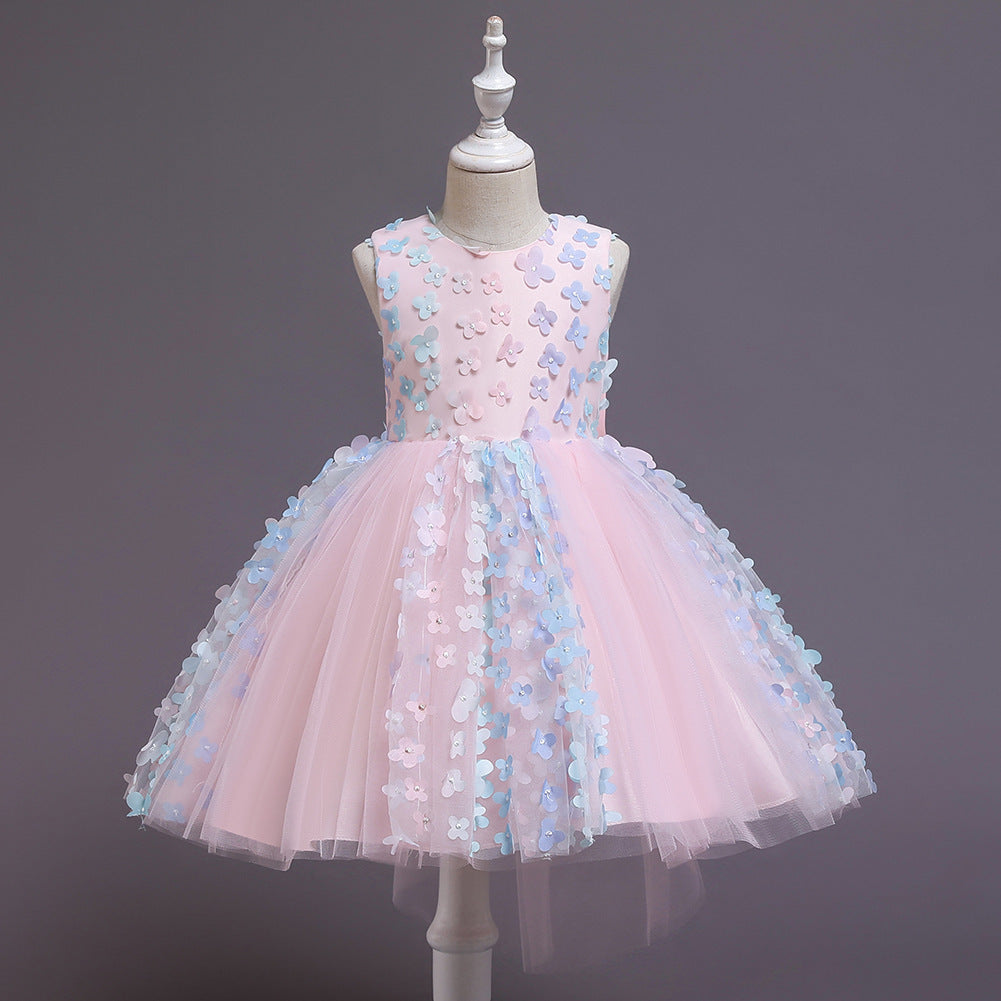 Children's Dress Children Wedding Pettiskirt Three-dimensional Flowers