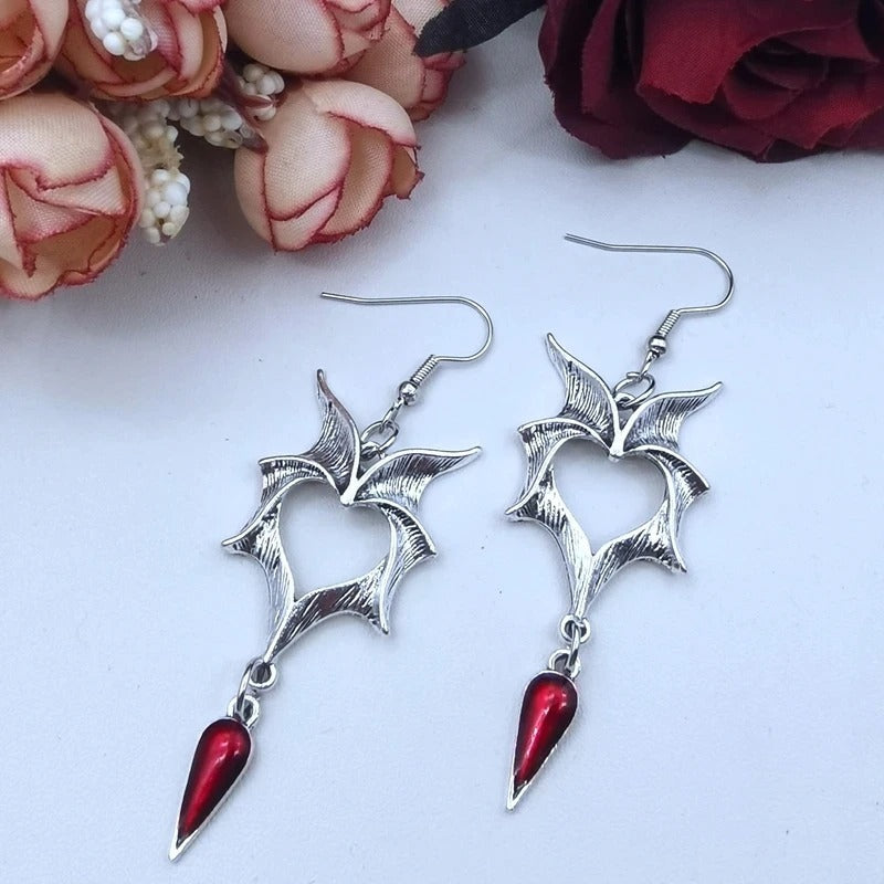 Halloween Retro Dripping Wings Bat Wings Earrings