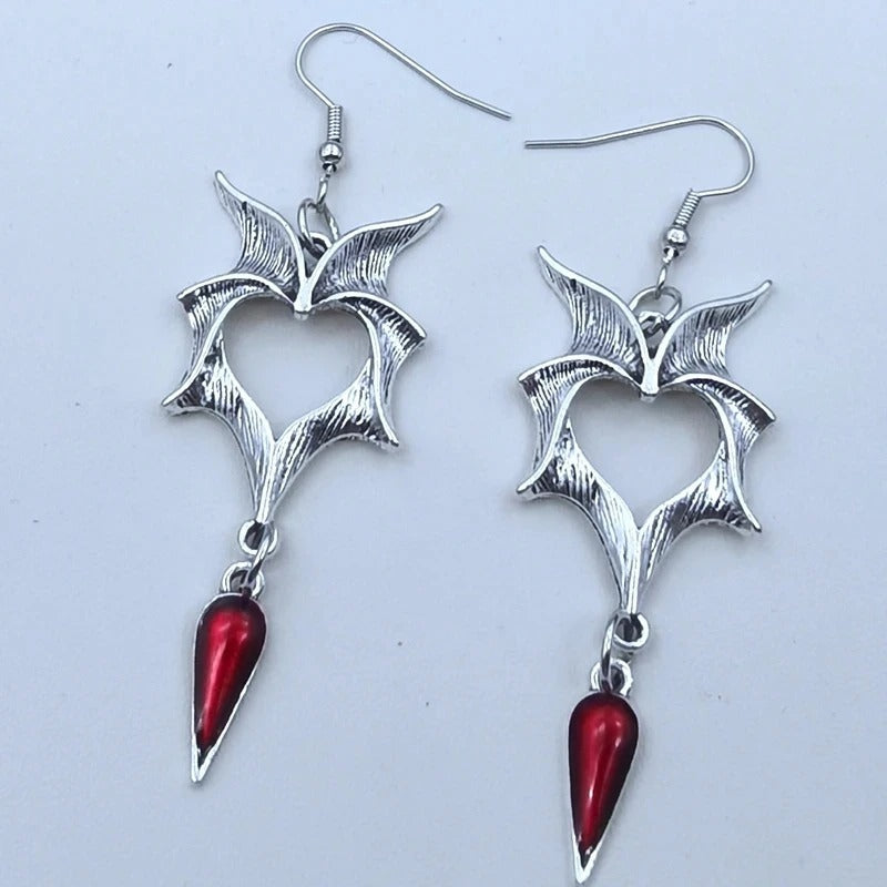 Halloween Retro Dripping Wings Bat Wings Earrings