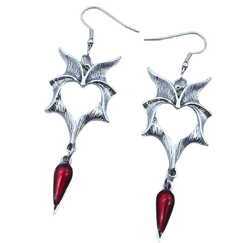 Halloween Retro Dripping Wings Bat Wings Earrings