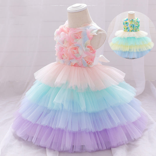 New Children Flower Girl Flower Puffy Cake Dress