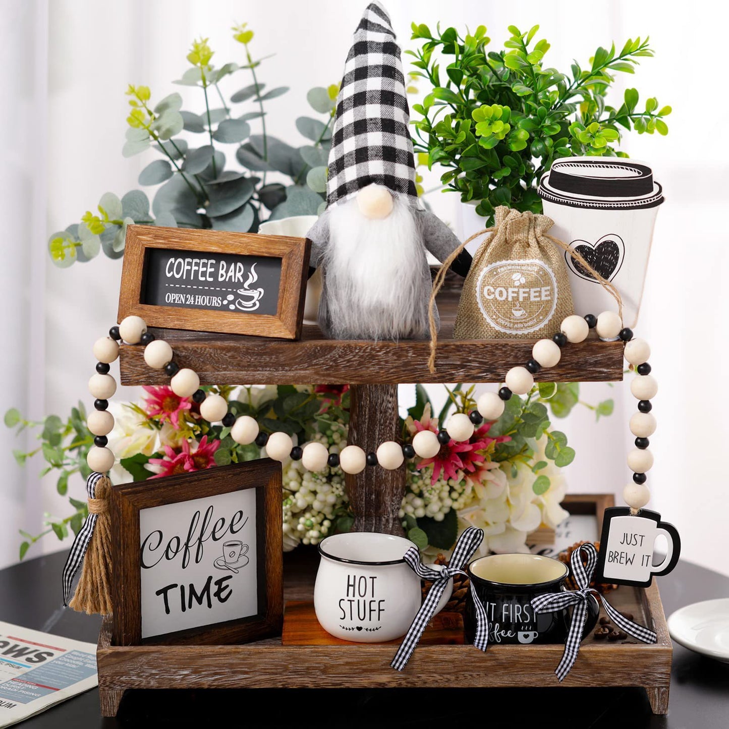 Coffee Festival Plaid Christmas Decoration Supplies