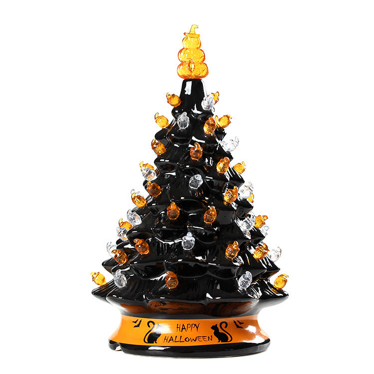 Battery Type Glowing Halloween Black Ceramic Christmas Tree