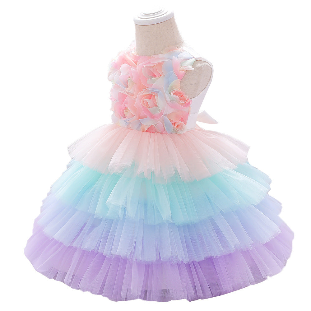 New Children Flower Girl Flower Puffy Cake Dress