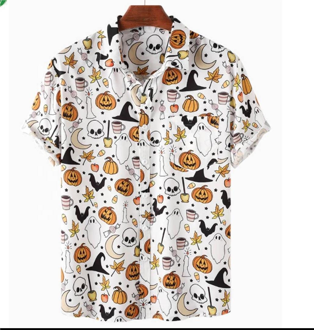 Halloween Printed Short Sleeve Shirt