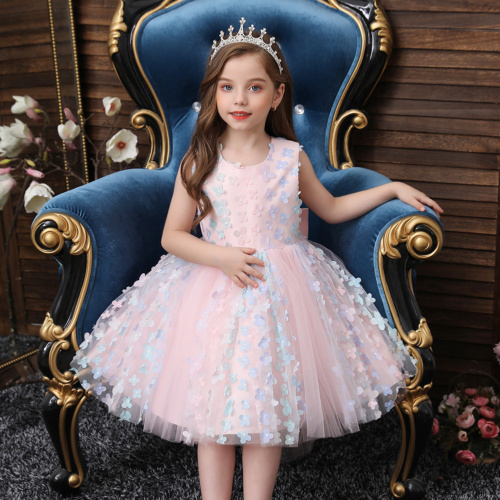 Children's Dress Children Wedding Pettiskirt Three-dimensional Flowers