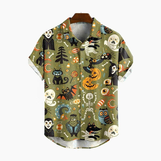 Halloween Printed Short Sleeve Shirt