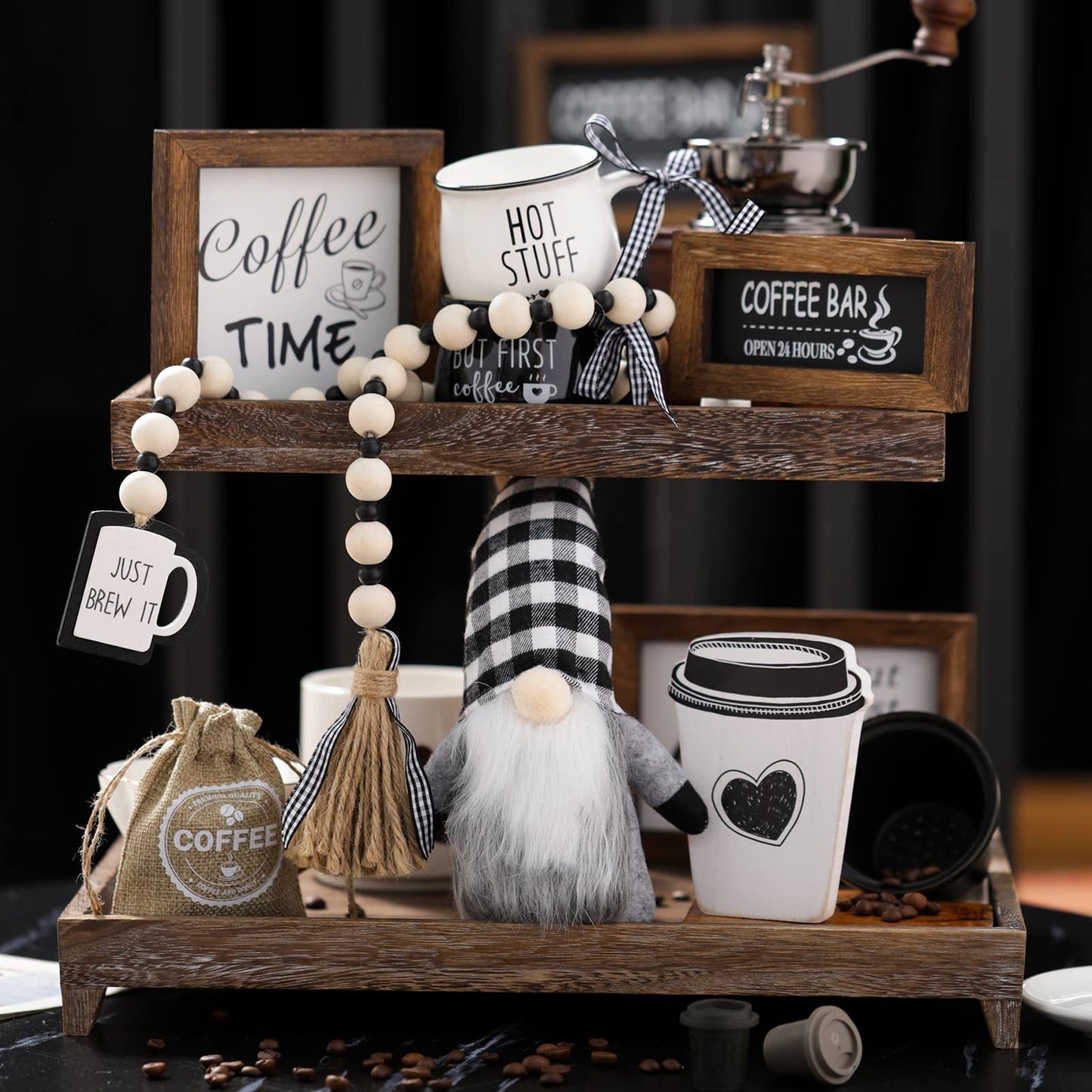 Coffee Festival Plaid Christmas Decoration Supplies