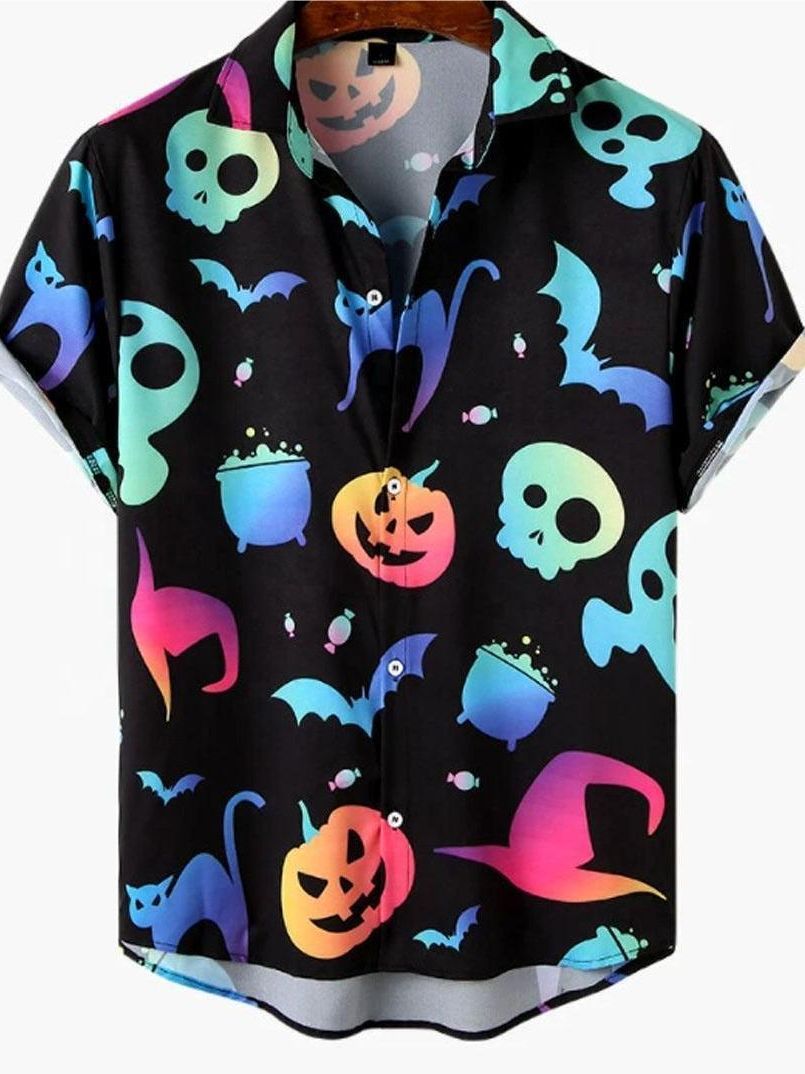 Halloween Printed Short Sleeve Shirt